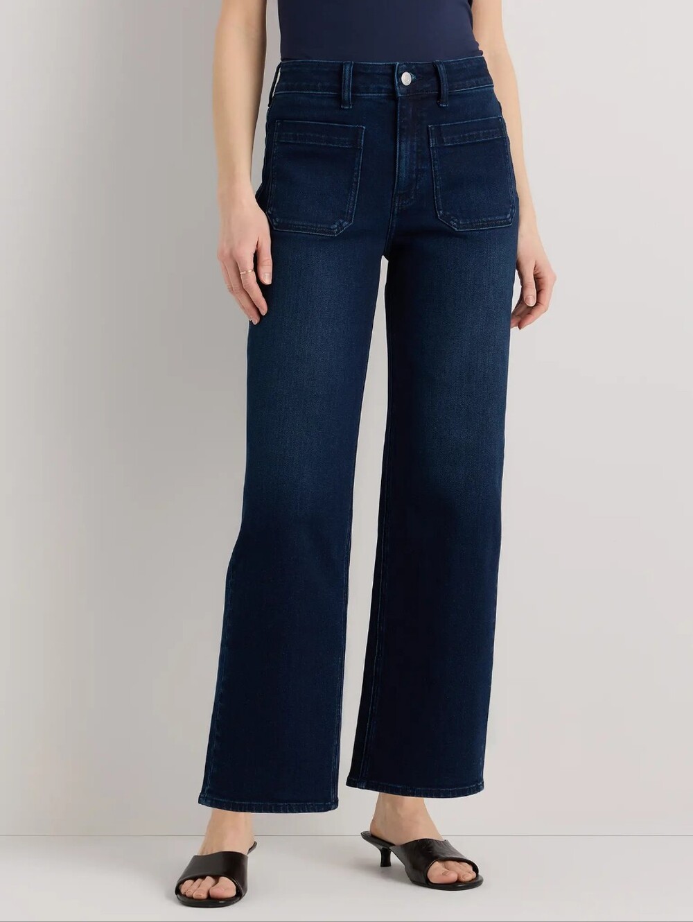 Quince Bella Stretch Patch Pocket Wide Leg Jeans Deep Sea Blue - Women's 29